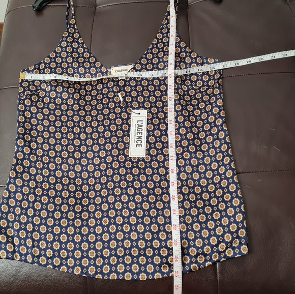 L'AGENCE Gabriella Tank Camisole Spaghetti Silk Medieval Blue Bisque XS - Picture 13 of 13